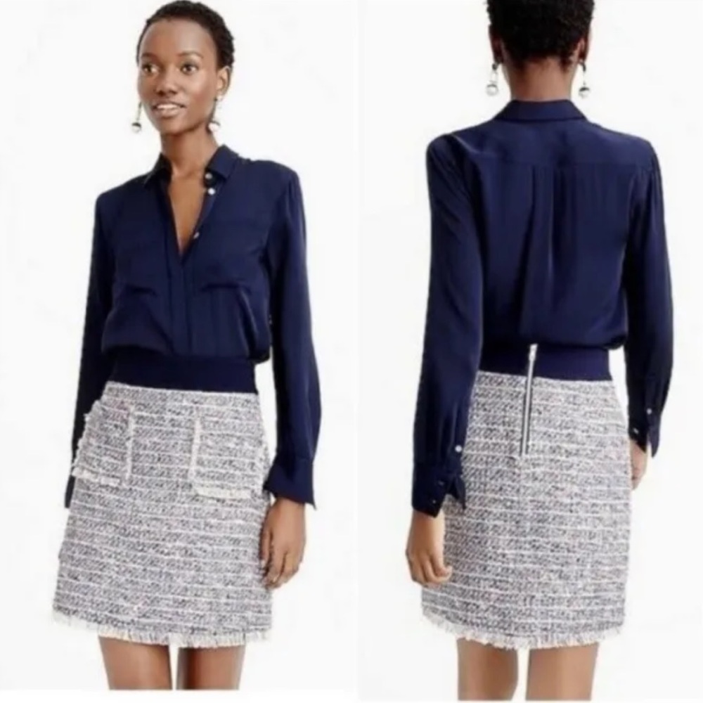 J. Crew Tweed Bouclè Mini Skirt with Grossgrain Waistband